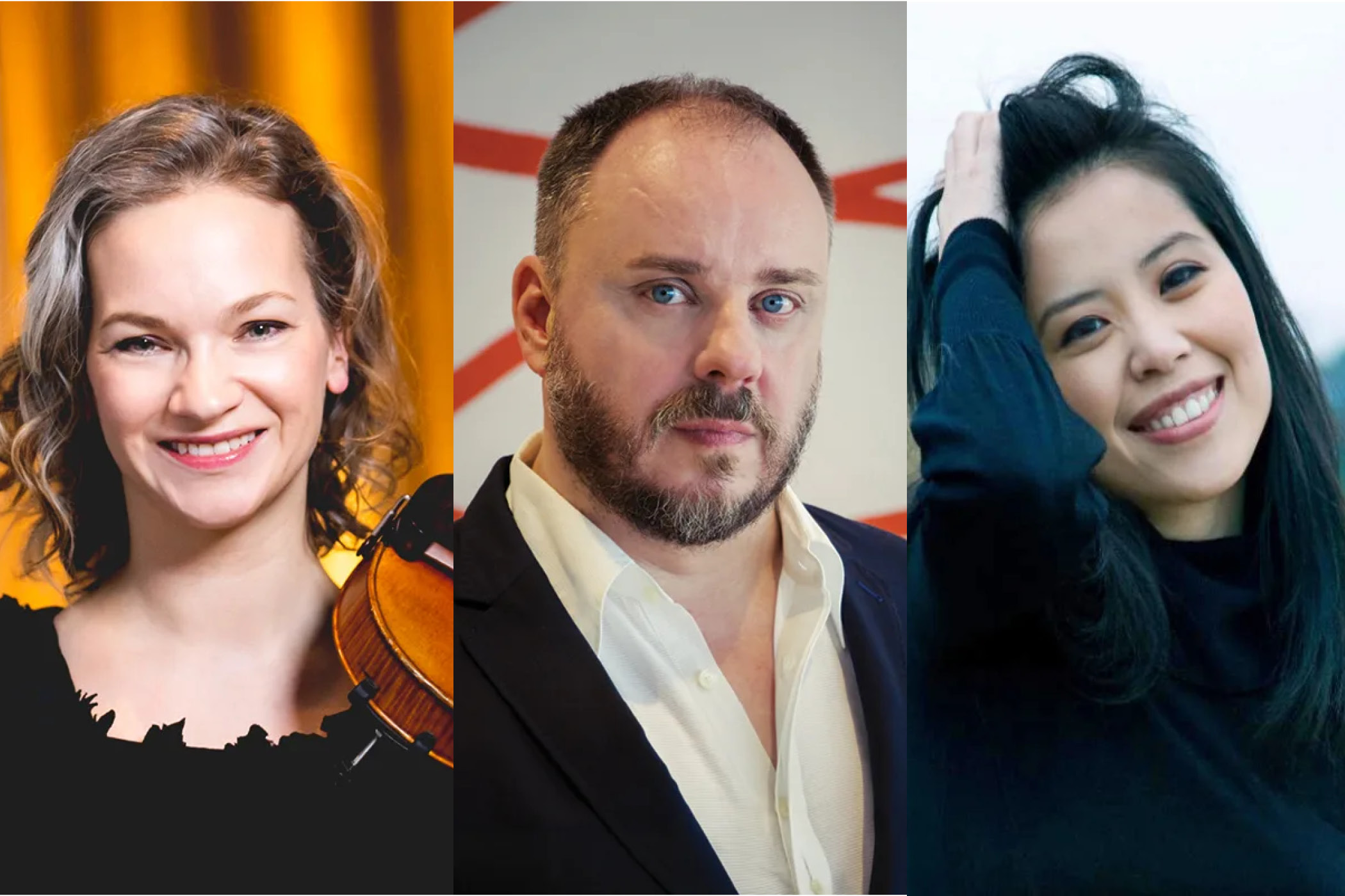 From left are Hilary Hahn, Matthias Goerne and Gloria Chien. (Submitted photos)